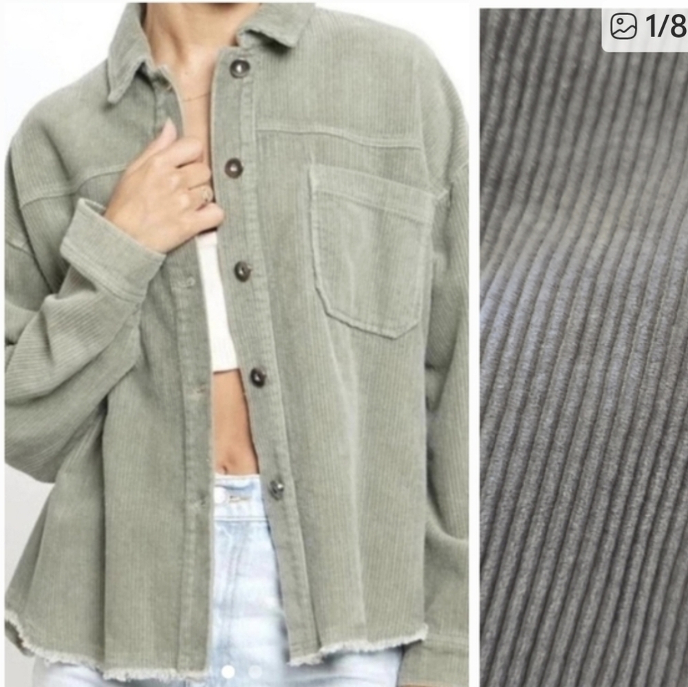 🆕Zara Corduroy Shirt Jacket Sage